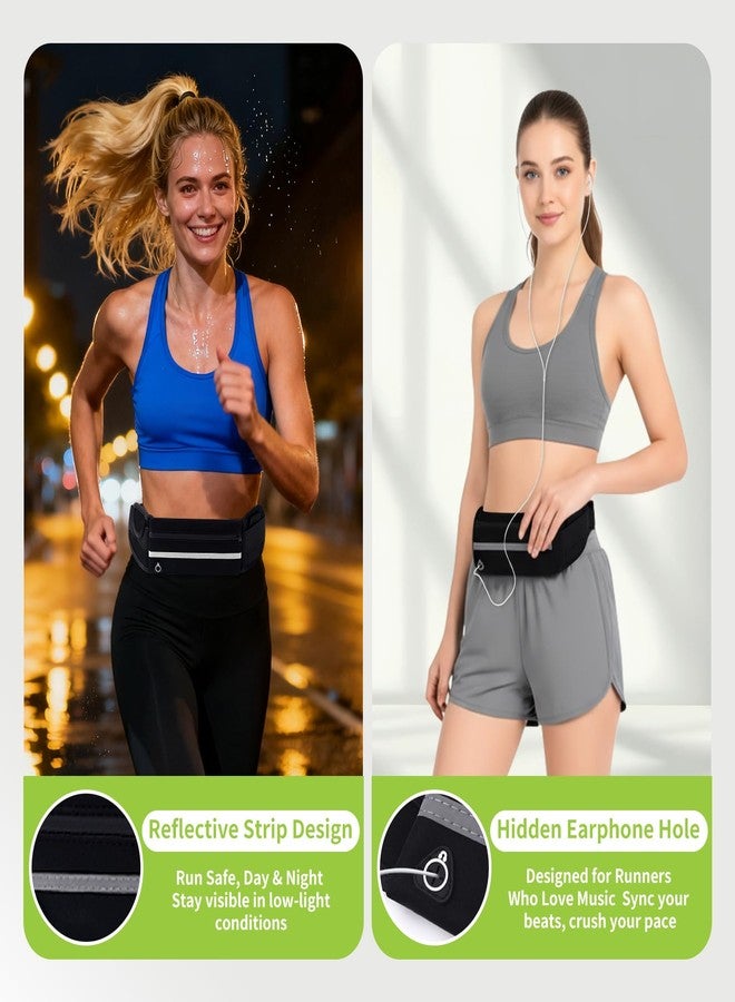 Fvbber Running Belt Fanny Pack, Waist Pack for Women Men - Waterproof Workout Cycling Travel Belt with Reflective Strip, Headphone Hole and Adjustable Waistband (27"-48"), Fits Phone Keys, Black - Image 5